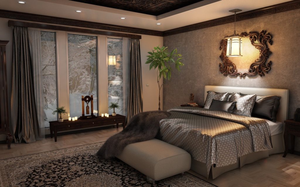 Chambre luxueuse avec baie vitrée